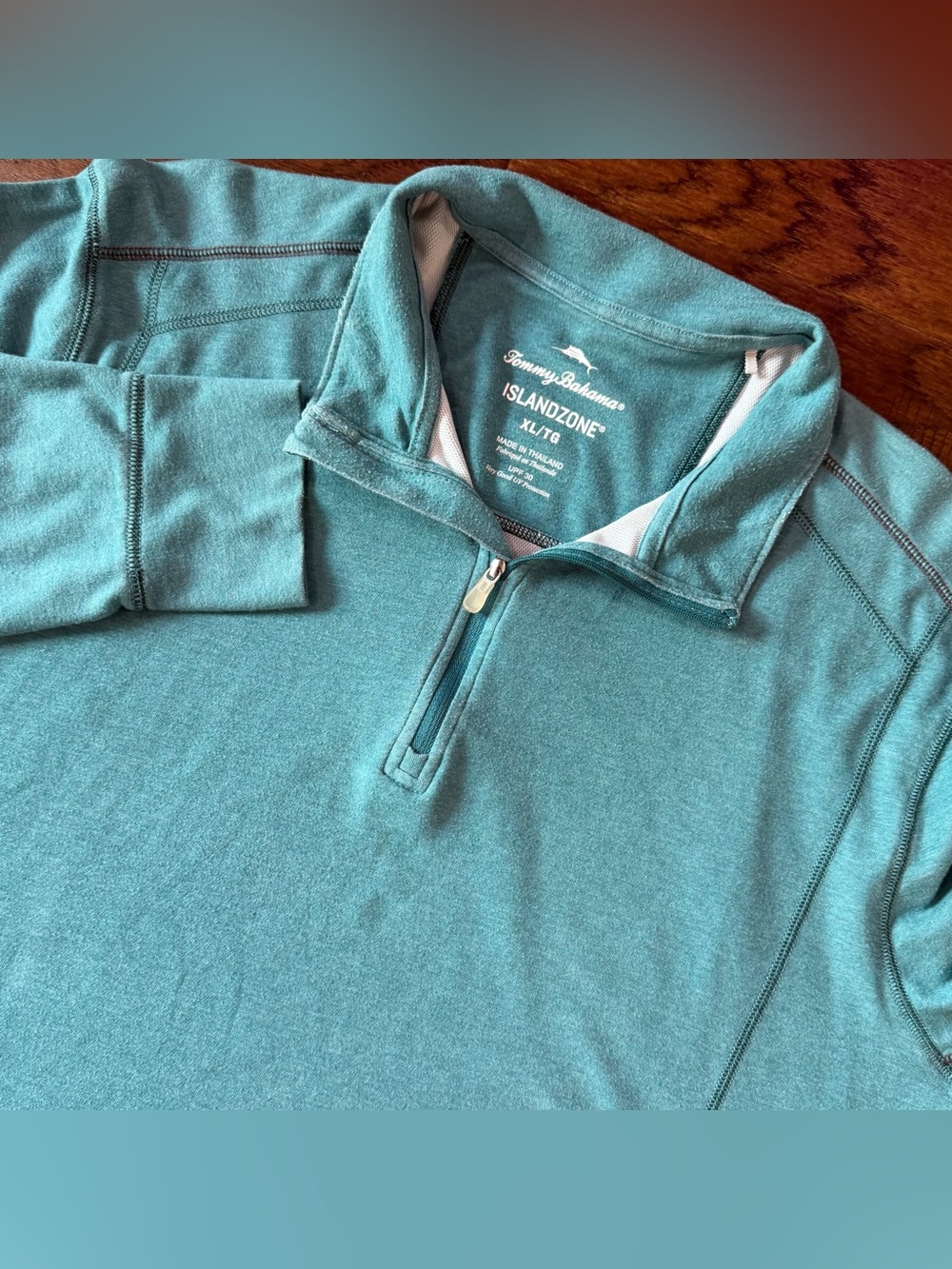 Tommy Bahama Men’s Island Zone Palm Valley Half Zip Sweatshirt XL Teal UPF 30